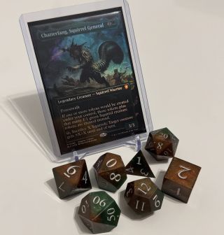 Just finished my home-made dice for my Chatterfang Commander deck 🐿️🎲 To keep everything on theme, I went with a green &...